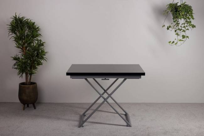 Стол-трансформер Левмар Compact G27/S59 черный глянец/ опоры серебро