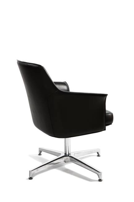 Кресло офисное / Бордо CF / темно-коричневая экокожа / алюминиевая крестовина