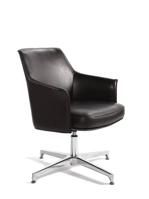 Кресло офисное / Бордо CF / темно-коричневая экокожа / алюминиевая крестовина