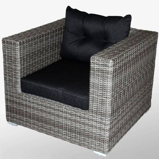 Кресло "Севилья", из искусственного ротанга, серый, темно-серый, черный