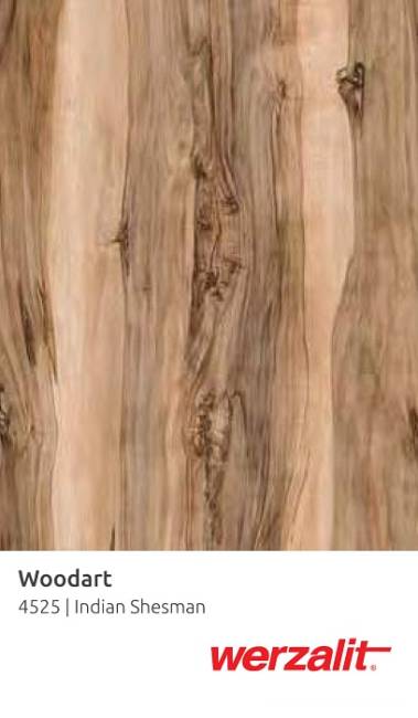 Столешница прямоугольная Werzalit Woodart индийский шесман 800х1200х20.5 мм