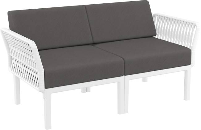 Диван пластиковый двухместный с подушками Portofino Lounge белый, темно-серый 1600х800х690 мм Диван пластиковый двухместный с подушками Portofino Lounge белый, темно-серый 1600х800х690 мм