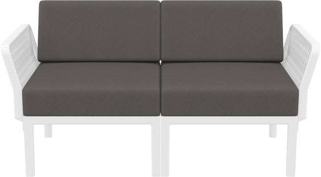 Диван пластиковый двухместный с подушками Portofino Lounge белый, темно-серый 1600х800х690 мм Диван пластиковый двухместный с подушками Portofino Lounge белый, темно-серый 1600х800х690 мм