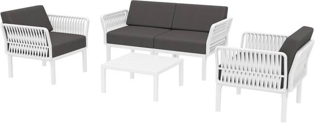 Диван пластиковый двухместный с подушками Portofino Lounge белый, темно-серый 1600х800х690 мм Диван пластиковый двухместный с подушками Portofino Lounge белый, темно-серый 1600х800х690 мм