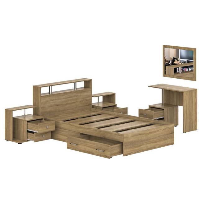 Спальня Камелия № 13 Кровать с ящиками 1200 цвет дуб сонома