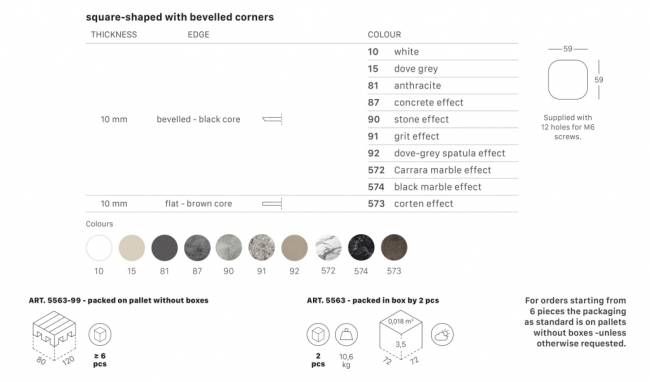 Столешница квадратная со скругленными углами Compact Laminate каменный 600х600х10 мм