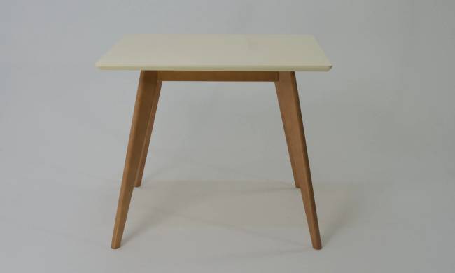 Стол Сканди М 90 слоновая кость/натур со стульями Франк слоновая кость велюр коричневый