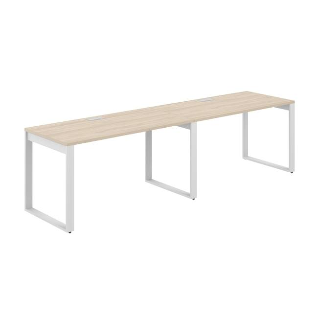 AG.175.AR.L.72.WH / Рабочая станция s-b-s 2800х700х750 / профиль О-образный: 70х20 белый; лючок: серебро; столешница: акация равелло