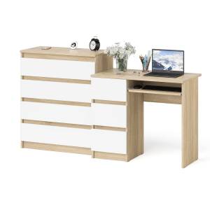 Стол компьютерный МС-6 левый с комодом МК800.4 Мори цвет дуб сонома/белый