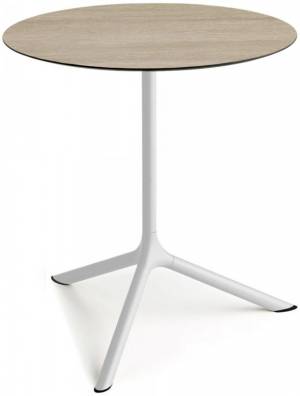 Стол ламинированный обеденный Tripe Maxi белый, состаренный дуб тортора Ø800х740 мм