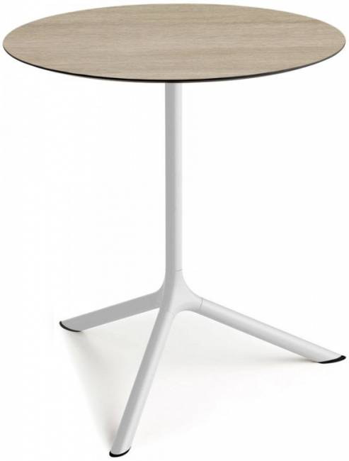 Стол ламинированный обеденный Tripe Maxi белый, состаренный дуб тортора Ø800х740 мм