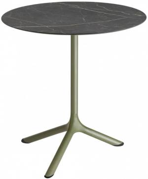Стол ламинированный обеденный Tripe оливковый, черный мрамор Сахара Ø700х740 мм