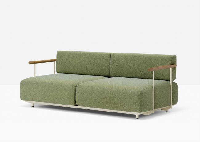 Диван двухместный с подлокотниками Arki-Sofa Plus бежевый, зеленый 2020х910х740 мм Диван двухместный с подлокотниками Arki-Sofa Plus бежевый, зеленый 2020х910х740 мм