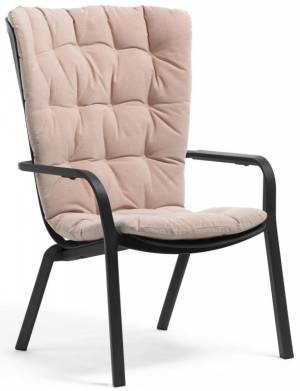 Лаунж-кресло пластиковое с подушкой Folio антрацит, розовый 720х810-925х1130-1065 мм