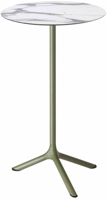 Стол ламинированный барный складной Tripe Folding оливковый, белый мрамор Каррара Ø600х1100 мм Стол ламинированный барный складной Tripe Folding оливковый, белый мрамор Каррара Ø600х1100 мм