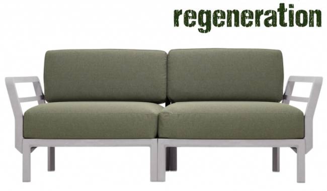 Диван пластиковый с подушками Maximo 2 гипс, тимьян 1860х940х790 мм