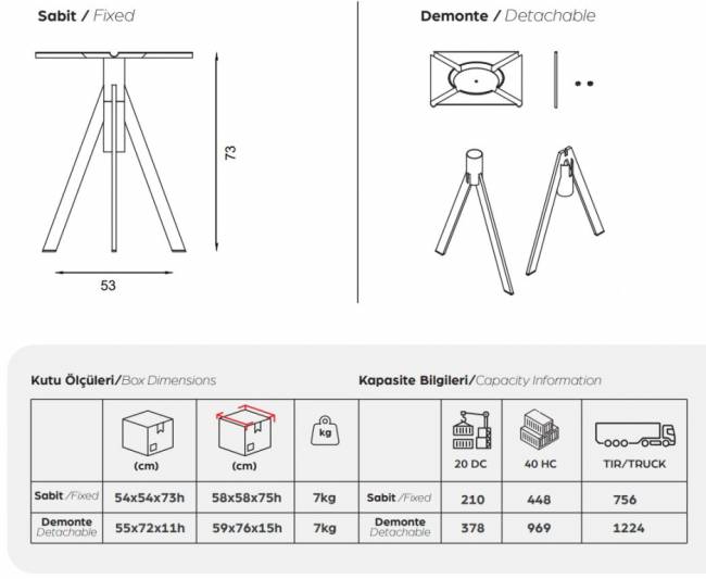 Подстолье металлическое Fuozleg черный 530х530х730 мм