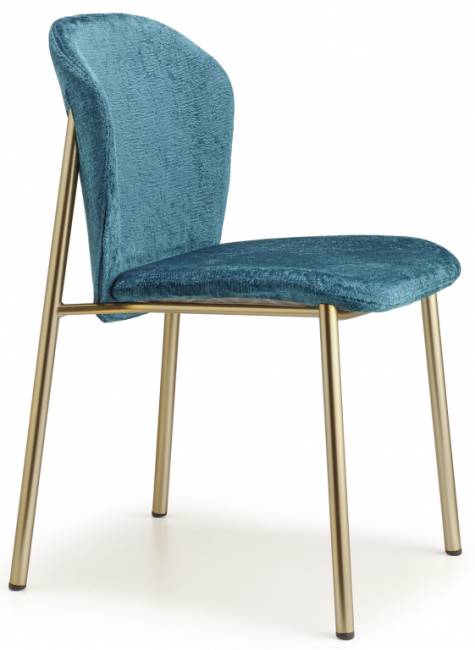 Стул с обивкой Finn матовое золото, морской волны 480х530х780 мм