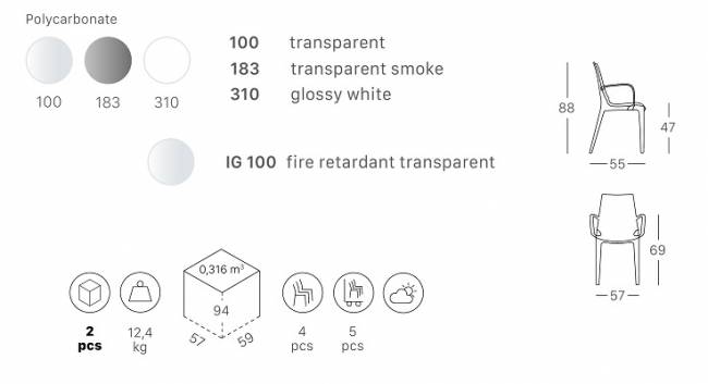 Кресло прозрачное Vanity прозрачный 570х550х880 мм
