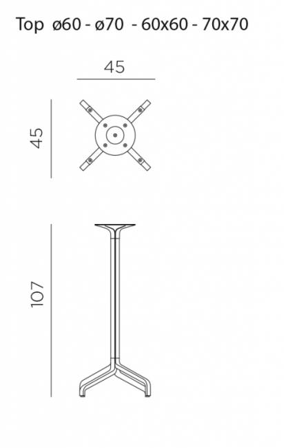 Подстолье металлическое барное Frasca High Fix Special табак 450х450х1070 мм
