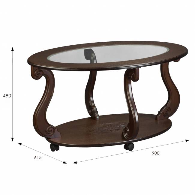 Стол журнальный Овация (С) на колесах темно-коричневый