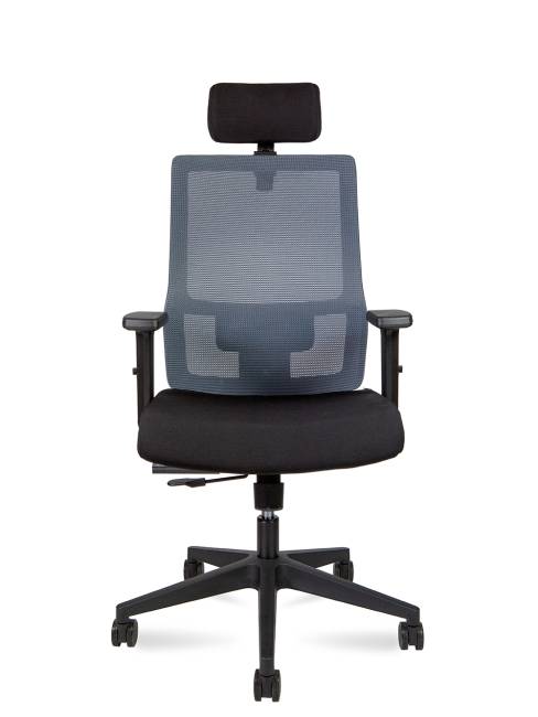 Кресло офисное / Techo / черный пластик / серая сетка / черная ткань