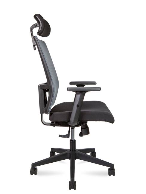 Кресло офисное / Techo / черный пластик / серая сетка / черная ткань