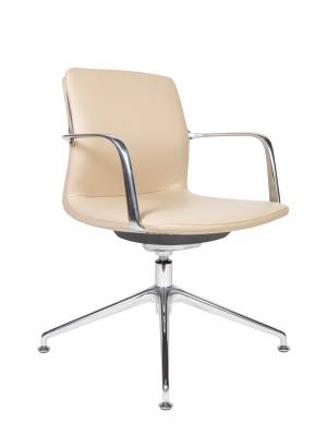 Кресло офисное / Лилль CF / бежевая экокожа/ алюминий крестовина