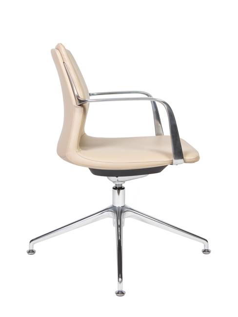 Кресло офисное / Лилль CF / бежевая экокожа/ алюминий крестовина