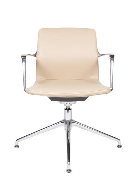 Кресло офисное / Лилль CF / бежевая экокожа/ алюминий крестовина