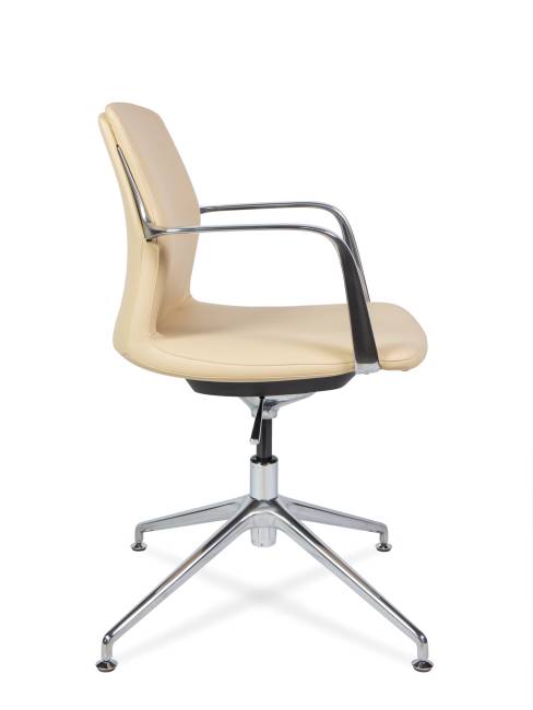 Кресло офисное / Лилль CF / бежевая экокожа/ алюминий крестовина
