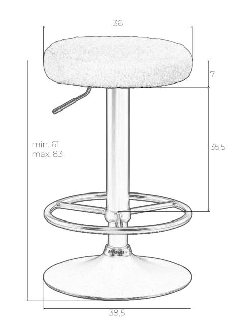 Набор 2 шт Табурет барный DOBRIN TEDDY BLACK, белый букле (13)