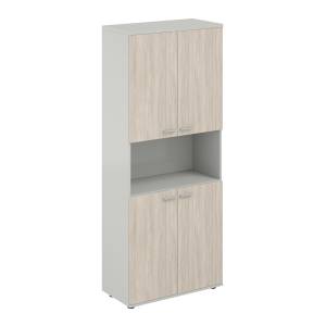 SG.861.SH.OL.OL / Шкаф высокий с нишей 800х400х1955, 4-х дв, з.ст ЛДСП 16 мм / корпус: серый бархат; фасады: дуб светлый