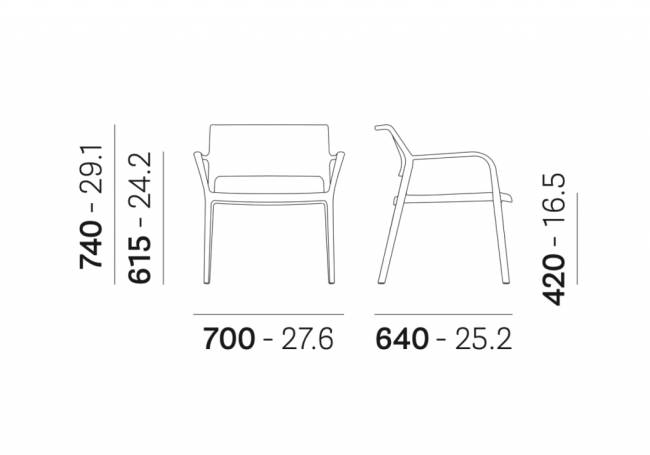 Кресло пластиковое Ara Lounge белый 700х640х740 мм