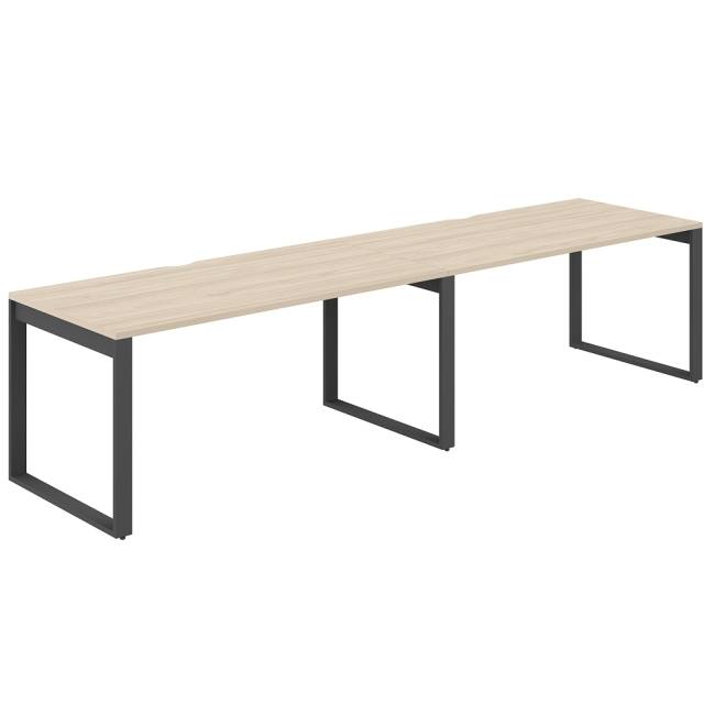 AG.179.AR.V.72.AN / Рабочая станция s-b-s 3200х800х750 / профиль О-образный: 70х20 антрацит; столешница с вырезом; столешница: акация равелло