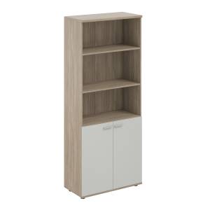 SG.831.OD.SH / Шкаф высокий полуоткрытый 800х400х1955, 2-х дв, з.ст HDF / корпус: дуб темный; фасады: серый бархат