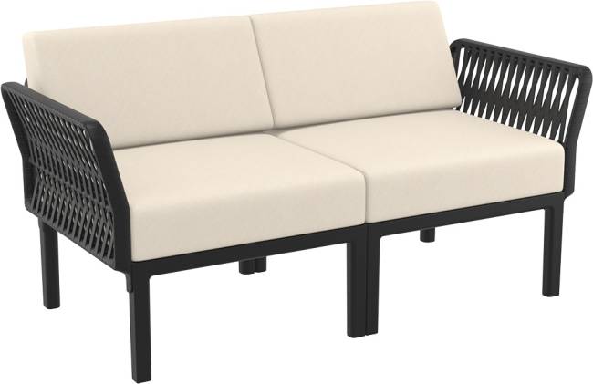 Диван пластиковый двухместный с подушками Portofino Lounge черный, бежевый 1600х800х690 мм Диван пластиковый двухместный с подушками Portofino Lounge черный, бежевый 1600х800х690 мм