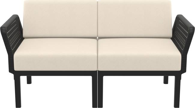 Диван пластиковый двухместный с подушками Portofino Lounge черный, бежевый 1600х800х690 мм Диван пластиковый двухместный с подушками Portofino Lounge черный, бежевый 1600х800х690 мм