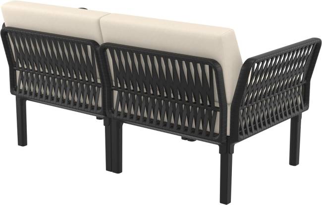 Диван пластиковый двухместный с подушками Portofino Lounge черный, бежевый 1600х800х690 мм Диван пластиковый двухместный с подушками Portofino Lounge черный, бежевый 1600х800х690 мм