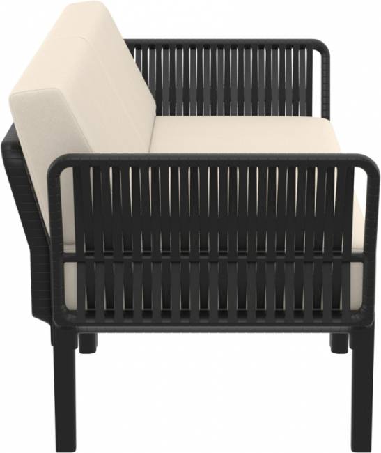 Диван пластиковый двухместный с подушками Portofino Lounge черный, бежевый 1600х800х690 мм Диван пластиковый двухместный с подушками Portofino Lounge черный, бежевый 1600х800х690 мм