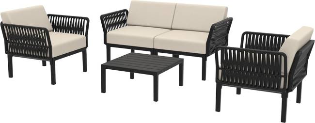 Диван пластиковый двухместный с подушками Portofino Lounge черный, бежевый 1600х800х690 мм Диван пластиковый двухместный с подушками Portofino Lounge черный, бежевый 1600х800х690 мм