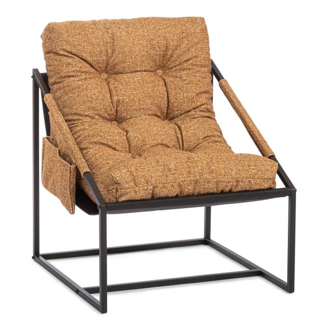 Кресло Charli/Чарли без подлокотника с карманом, велюр/букле, vt шейп горчичный светло-коричневый велюр/букле