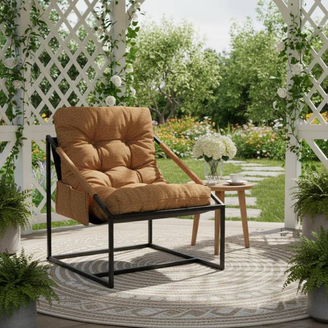 Кресло Charli/Чарли без подлокотника с карманом, велюр/букле, vt шейп горчичный светло-коричневый велюр/букле