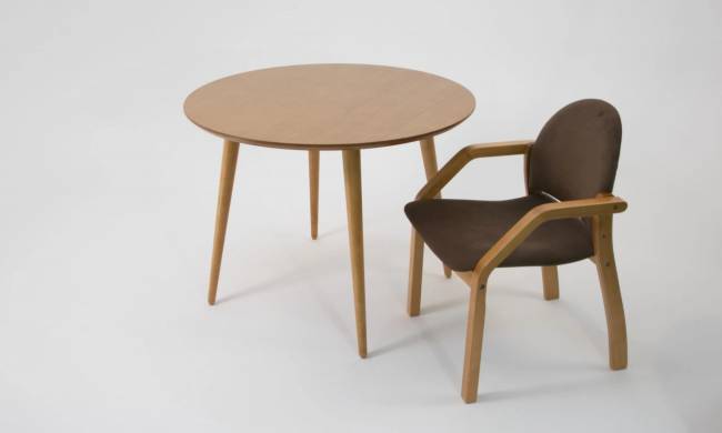 Стол Монте К 90 натур со стульями Джуно натур велюр коричневый