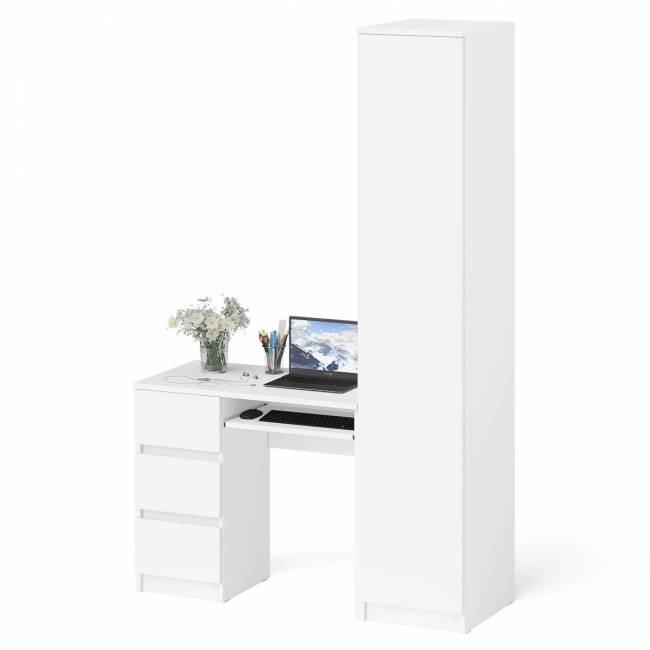 Компьютерный стол МС-6 левый с узким пеналом 400 Мори цвет белый