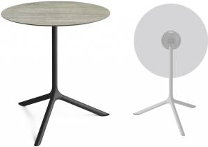 Стол ламинированный обеденный складной Tripe Maxi Folding черный, состаренный серый дуб Ø800х740 мм