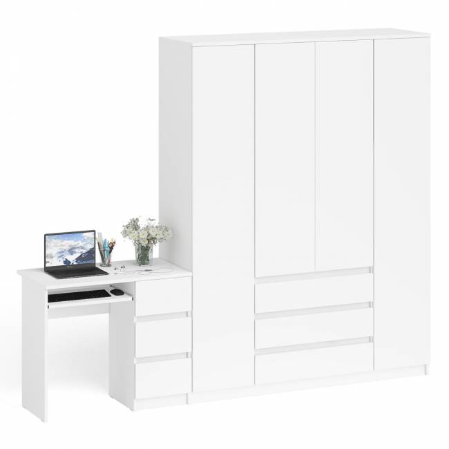 Стол компьютерный однотумбовый правый со шкафом МШ1600 Мори цвет белый