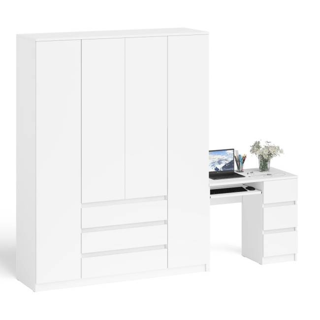 Стол компьютерный однотумбовый правый со шкафом МШ1600 Мори цвет белый