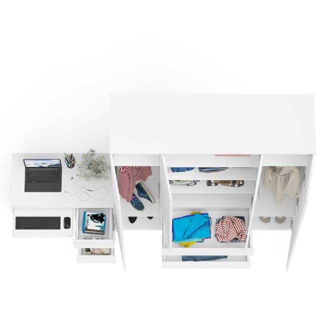 Стол компьютерный однотумбовый правый со шкафом МШ1600 Мори цвет белый