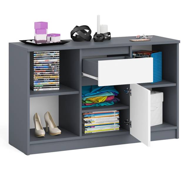 Тумба ТВ Мори МТВ1204.1 цвет графит/белый